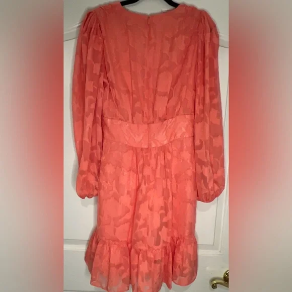 Alex Marie Coral Long Sleeve TieWaist VNeck Tiered Dress Women’s SZ 8 MSRP $158 - Picture 10 of 11